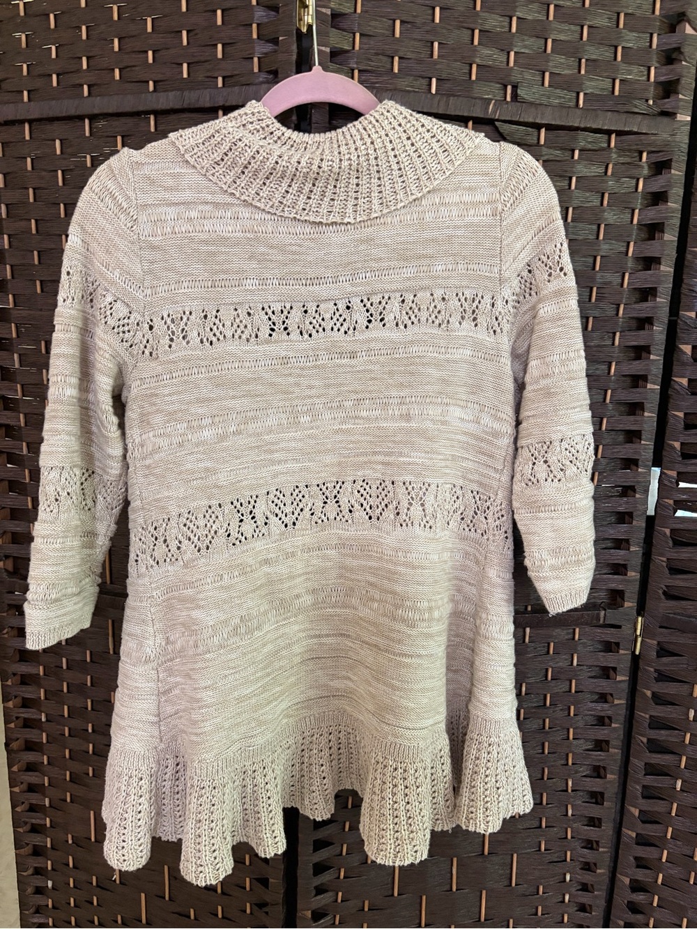 Style & Co. Beige Ruffle Open-Front Knit Cardigan - Picture 2 of 4
